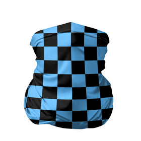 Бандана-труба 3D с принтом Шахматная доска   Синяя в Петрозаводске, 100% полиэстер, ткань с особыми свойствами — Activecool | плотность 150‒180 г/м2; хорошо тянется, но сохраняет форму | в клетку | квадрат | квадратики | синий | шахматный принт | шахматы | шашки