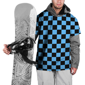 Накидка на куртку 3D с принтом Шахматная доска   Синяя в Тюмени, 100% полиэстер |  | в клетку | квадрат | квадратики | синий | шахматный принт | шахматы | шашки