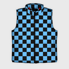 Мужской жилет утепленный 3D с принтом Шахматная доска   Синяя ,  |  | в клетку | квадрат | квадратики | синий | шахматный принт | шахматы | шашки