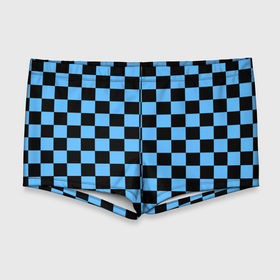 Мужские купальные плавки 3D с принтом Шахматная доска   Синяя , Полиэстер 85%, Спандекс 15% |  | в клетку | квадрат | квадратики | синий | шахматный принт | шахматы | шашки