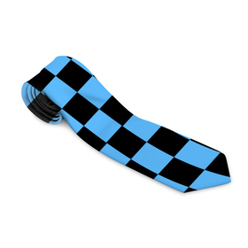 Галстук 3D с принтом Шахматная доска   Синяя в Курске, 100% полиэстер | Длина 148 см; Плотность 150-180 г/м2 | Тематика изображения на принте: в клетку | квадрат | квадратики | синий | шахматный принт | шахматы | шашки