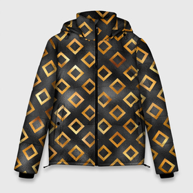 Мужская зимняя куртка 3D с принтом Ромбы золотого цвета в Белгороде, верх — 100% полиэстер; подкладка — 100% полиэстер; утеплитель — 100% полиэстер | длина ниже бедра, свободный силуэт Оверсайз. Есть воротник-стойка, отстегивающийся капюшон и ветрозащитная планка. 

Боковые карманы с листочкой на кнопках и внутренний карман на молнии. | абстракция | золото | квадраты | ромб | ромбики | ромбы