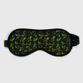 Маска для сна 3D с принтом яркие зеленые листья на черном фоне в Курске, внешний слой — 100% полиэфир, внутренний слой — 100% хлопок, между ними — поролон |  | зеленые листья | зелень | лето | лист | листья