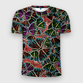Мужская футболка 3D Slim с принтом Бабочки весны в Новосибирске, 100% полиэстер с улучшенными характеристиками | приталенный силуэт, круглая горловина, широкие плечи, сужается к линии бедра | casual | texture | бабочка | бабочки | весенний | креативный | кэжуал | нестандартный | текстура