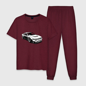Мужская пижама хлопок с принтом Nissan Silvia S13 RB в Новосибирске, 100% хлопок | брюки и футболка прямого кроя, без карманов, на брюках мягкая резинка на поясе и по низу штанин
 | Тематика изображения на принте: art | auto | car | design | illustrator | jdm | nissan | nissansilvia | rocketbunny | silvias13