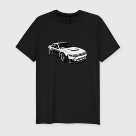 Мужская футболка хлопок Slim с принтом Nissan Silvia S13 RB в Новосибирске, 92% хлопок, 8% лайкра | приталенный силуэт, круглый вырез ворота, длина до линии бедра, короткий рукав | art | auto | car | design | illustrator | jdm | nissan | nissansilvia | rocketbunny | silvias13