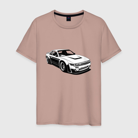 Мужская футболка хлопок с принтом Nissan Silvia S13 RB в Петрозаводске, 100% хлопок | прямой крой, круглый вырез горловины, длина до линии бедер, слегка спущенное плечо. | art | auto | car | design | illustrator | jdm | nissan | nissansilvia | rocketbunny | silvias13