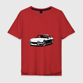 Мужская футболка хлопок Oversize с принтом Mazda MX 5 в Новосибирске, 100% хлопок | свободный крой, круглый ворот, “спинка” длиннее передней части | art | auto | blackandwhite | car | design | illustrator | jdm | mazda | mx5