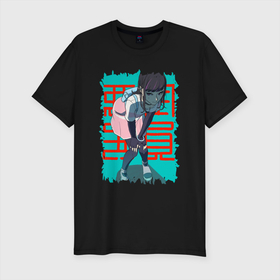 Мужская футболка хлопок Slim с принтом Ordinary Person в Курске, 92% хлопок, 8% лайкра | приталенный силуэт, круглый вырез ворота, длина до линии бедра, короткий рукав | akudama drive | anime | акудама драйв | аниме | анимэ