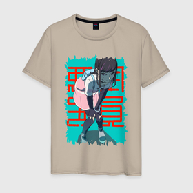 Мужская футболка хлопок с принтом Ordinary Person в Белгороде, 100% хлопок | прямой крой, круглый вырез горловины, длина до линии бедер, слегка спущенное плечо. | akudama drive | anime | акудама драйв | аниме | анимэ