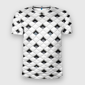 Мужская футболка 3D Slim с принтом Необычная плитка в Тюмени, 100% полиэстер с улучшенными характеристиками | приталенный силуэт, круглая горловина, широкие плечи, сужается к линии бедра | casual | texture | искусство | креативный | кэжуал | нестандартный | паттерн | плитка | текстура