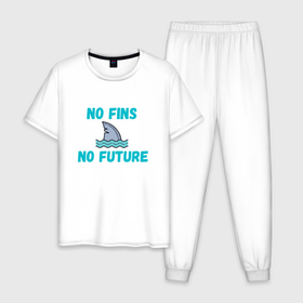 Мужская пижама хлопок с принтом no future акула , 100% хлопок | брюки и футболка прямого кроя, без карманов, на брюках мягкая резинка на поясе и по низу штанин
 | no future | акула | завтра | кризис | настоящее | нет будущего | океан | рыба