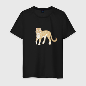 Мужская футболка хлопок с принтом Тигр, символ 2022 в Петрозаводске, 100% хлопок | прямой крой, круглый вырез горловины, длина до линии бедер, слегка спущенное плечо. | 1962 | 1974 | 1986 | 1998 | 2010 | 2022 | зверь | кот | полосатый | тигр