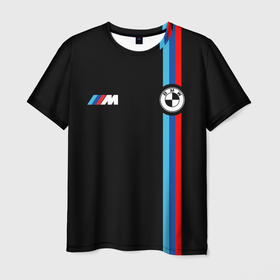 Мужская футболка 3D с принтом БМВ | 3 STRIPE | BMW в Кировске, 100% полиэфир | прямой крой, круглый вырез горловины, длина до линии бедер | bmw | m3 | m5 | motosport | x5 | x6 | автомобиль | бмв | бумер | бэшка
