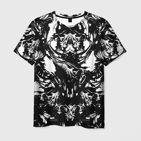 Мужская футболка 3D с принтом Тест Роршаха .by Psy в Санкт-Петербурге, 100% полиэфир | прямой крой, круглый вырез горловины, длина до линии бедер | белое | герман роршах | красивая | психика | психоделика | психология | стиль | тест на психику | узор | чернила | чернильные пятна | черно   белое | черное