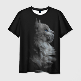 Мужская футболка 3D с принтом Кошатникам в Екатеринбурге, 100% полиэфир | прямой крой, круглый вырез горловины, длина до линии бедер | Тематика изображения на принте: животное | кот | кошатник | кошка | силуэт | силуэт кота