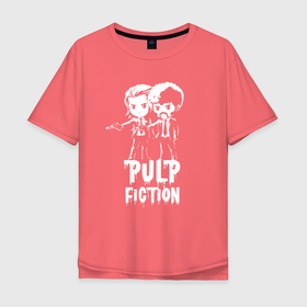 Мужская футболка хлопок Oversize с принтом Pulp Fiction   Hype , 100% хлопок | свободный крой, круглый ворот, “спинка” длиннее передней части | dudes | eyes | film | hype | pistol | tarantino | глаза | пистолет | тарантино | фильм | хайп | чуваки