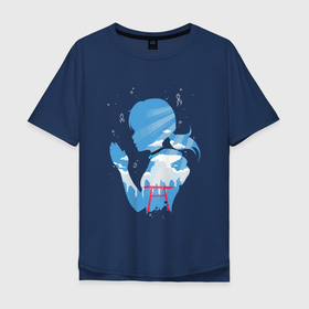 Мужская футболка хлопок Oversize с принтом Силуэт Хины в Курске, 100% хлопок | свободный крой, круглый ворот, “спинка” длиннее передней части | anime | tenki no ko | weathering with you | аниме | анимэ | дитя погоды