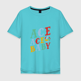 Мужская футболка хлопок Oversize с принтом Ace Ace Baby в Новосибирске, 100% хлопок | свободный крой, круглый ворот, “спинка” длиннее передней части | game | sport | volley | volleyball | волейбол | волейболист | волейболистка | игра | мяч | пальма | пляж | спорт | спортсмен