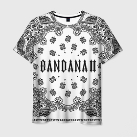 Мужская футболка 3D с принтом BANDANA 2 (Бандана 2) Кизару Биг Бейби Тейп Белый в Белгороде, 100% полиэфир | прямой крой, круглый вырез горловины, длина до линии бедер | Тематика изображения на принте: 2 | bandana | benzo | big baby | gang | grunge | hiphop | kizaru | music | rap | tape | trash | альбом | бандана | бандана 2 | бензо | биг бейби | генг | гранж | знак | кизару | музыка | надпись | реп | рэп | символ | тейп | треш | хипхоп
