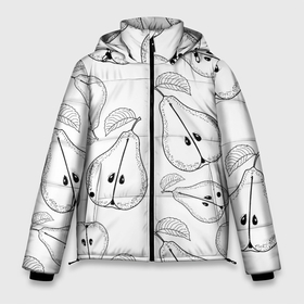 Мужская зимняя куртка 3D с принтом Груши ч б в Кировске, верх — 100% полиэстер; подкладка — 100% полиэстер; утеплитель — 100% полиэстер | длина ниже бедра, свободный силуэт Оверсайз. Есть воротник-стойка, отстегивающийся капюшон и ветрозащитная планка. 

Боковые карманы с листочкой на кнопках и внутренний карман на молнии. | груша | линия | лист | растение | семечки | скетч | точки | фрукт
