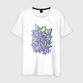 Мужская футболка хлопок с принтом Монокристалл в Кировске, 100% хлопок | прямой крой, круглый вырез горловины, длина до линии бедер, слегка спущенное плечо. | графика | кристалл | рисунок | фиолетовый | цвет