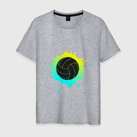 Мужская футболка хлопок с принтом Green Ball в Новосибирске, 100% хлопок | прямой крой, круглый вырез горловины, длина до линии бедер, слегка спущенное плечо. | game | sport | volley | volleyball | волейбол | волейболист | волейболистка | игра | мяч | пальма | пляж | спорт | спортсмен