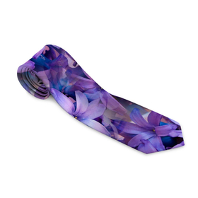 Галстук 3D с принтом Фиолетовая сирень в Курске, 100% полиэстер | Длина 148 см; Плотность 150-180 г/м2 | Тематика изображения на принте: паттерн | сирень | фиолетовые цветы | цветочки | цветы