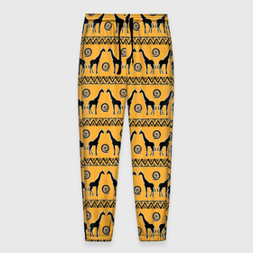 Мужские брюки 3D с принтом Жирафы. Сафари в Кировске, 100% полиэстер | манжеты по низу, эластичный пояс регулируется шнурком, по бокам два кармана без застежек, внутренняя часть кармана из мелкой сетки | африка | жираф | жирафы | песок | сафари