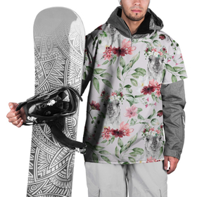Накидка на куртку 3D с принтом Ламы и цветы в Тюмени, 100% полиэстер |  | лама | ламы | паттерн | цветочки | цветы