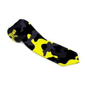 Галстук 3D с принтом Камуфляж Чёрно Жёлтый , 100% полиэстер | Длина 148 см; Плотность 150-180 г/м2 | black | camo | yellow | жёлтый | камуфляж | сamouflage | чёрный