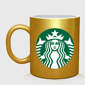 Кружка керамическая с принтом Starbucks Coffee в Курске, керамика | объем — 330 мл, диаметр — 80 мм. Принт наносится на бока кружки, можно сделать два разных изображения | 