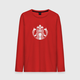 Мужской лонгслив хлопок с принтом Starbucks Coffee лого , 100% хлопок |  | logo | starbucks | starbucks coffee | кофе | лого | старбакс | старбакс кофе