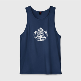 Мужская майка хлопок с принтом Starbucks Coffee лого , 100% хлопок |  | Тематика изображения на принте: logo | starbucks | starbucks coffee | кофе | лого | старбакс | старбакс кофе
