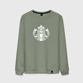 Мужской свитшот хлопок с принтом Starbucks Coffee лого в Тюмени, 100% хлопок |  | logo | starbucks | starbucks coffee | кофе | лого | старбакс | старбакс кофе