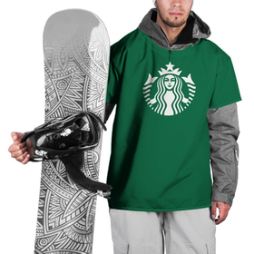 Накидка на куртку 3D с принтом Старбакс кофе в Тюмени, 100% полиэстер |  | logo | starbucks | starbucks coffee | кофе | лого | старбакс | старбакс кофе