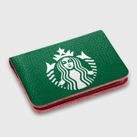 Картхолдер с принтом с принтом Starbucks Coffee лого в Петрозаводске, натуральная матовая кожа | размер 7,3 х 10 см; кардхолдер имеет 4 кармана для карт; | 