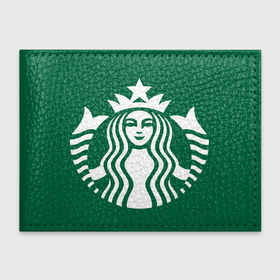 Обложка для студенческого билета с принтом Starbucks Coffee лого в Тюмени, натуральная кожа | Размер: 11*8 см; Печать на всей внешней стороне | 