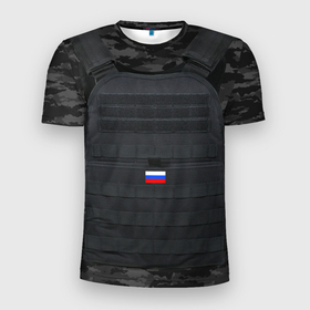 Мужская футболка 3D Slim с принтом БРОНЕЖИЛЕТ | РОССИЯ | ЧЕРНЫЙ в Новосибирске, 100% полиэстер с улучшенными характеристиками | приталенный силуэт, круглая горловина, широкие плечи, сужается к линии бедра | 23 февраля | армия | бронежилет | броник | вежливость города берет | вежливые люди | военные | военный | защитник отечества | камуфляж | праздник | праздник защитника | силовые структуры