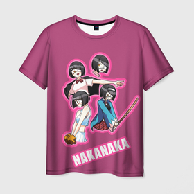 Мужская футболка 3D с принтом Наканака в Екатеринбурге, 100% полиэфир | прямой крой, круглый вырез горловины, длина до линии бедер | аниме | девушка | имя | надпись | наканака | персонаж