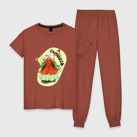 Женская пижама хлопок с принтом Овечка барАнесса в Новосибирске, 100% хлопок | брюки и футболка прямого кроя, без карманов, на брюках мягкая резинка на поясе и по низу штанин | баран | весенний | овен | овечка | яркие цветы