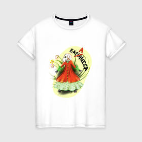 Женская футболка хлопок с принтом Овечка барАнесса в Белгороде, 100% хлопок | прямой крой, круглый вырез горловины, длина до линии бедер, слегка спущенное плечо | Тематика изображения на принте: баран | весенний | овен | овечка | яркие цветы