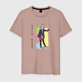 Мужская футболка хлопок с принтом Najimi Osana , 100% хлопок | прямой крой, круглый вырез горловины, длина до линии бедер, слегка спущенное плечо. | аниме | девушка | имя | осана | персонаж | школьница