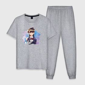 Мужская пижама хлопок с принтом Shouko Komi , 100% хлопок | брюки и футболка прямого кроя, без карманов, на брюках мягкая резинка на поясе и по низу штанин
 | акварель | аниме | девушка | имя | коми | персонаж | школьница
