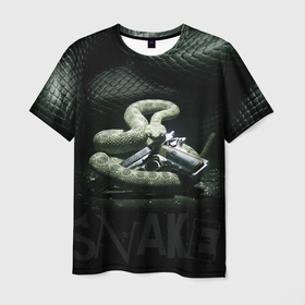Мужская футболка 3D с принтом Змея   пистолет в Белгороде, 100% полиэфир | прямой крой, круглый вырез горловины, длина до линии бедер | haneyework | гангстер | змеи | змея | оружие | пистолет