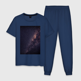 Мужская пижама хлопок с принтом Космическая пыльца в Новосибирске, 100% хлопок | брюки и футболка прямого кроя, без карманов, на брюках мягкая резинка на поясе и по низу штанин
 | звезды | красиво | модно | небо | сияние