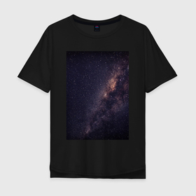 Мужская футболка хлопок Oversize с принтом Космическая пыльца , 100% хлопок | свободный крой, круглый ворот, “спинка” длиннее передней части | Тематика изображения на принте: звезды | красиво | модно | небо | сияние