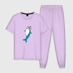 Мужская пижама хлопок с принтом Акула из IKEA в Кировске, 100% хлопок | брюки и футболка прямого кроя, без карманов, на брюках мягкая резинка на поясе и по низу штанин
 | вид | вымирающий | дорогой | икеа | икея | любимый | мем | редкий | рыба | санкции | уникальный | юмор