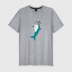 Мужская футболка хлопок Slim с принтом Акула из IKEA в Петрозаводске, 92% хлопок, 8% лайкра | приталенный силуэт, круглый вырез ворота, длина до линии бедра, короткий рукав | вид | вымирающий | дорогой | икеа | икея | любимый | мем | редкий | рыба | санкции | уникальный | юмор