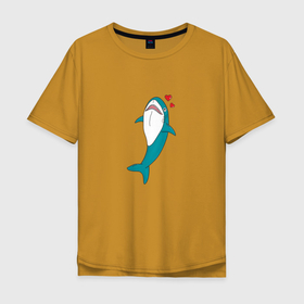 Мужская футболка хлопок Oversize с принтом Акула из IKEA в Курске, 100% хлопок | свободный крой, круглый ворот, “спинка” длиннее передней части | вид | вымирающий | дорогой | икеа | икея | любимый | мем | редкий | рыба | санкции | уникальный | юмор